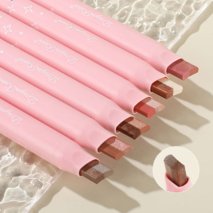 Eyeshadow Stick Set 6pcs Two-Color Dual-Ended Waterproof Eye Shadow Pencil - Non-Fading Smudge-Proof Blendable Shimmer Matte Eyeshadow for Beginners Gift