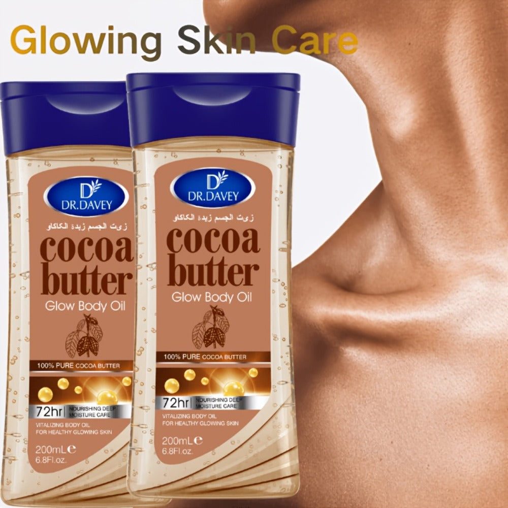 2pcs Cocoa Radiant For Glowing Skin Body Gel Oil Made With Pure Cocoa Butter, Cocoa Body Oil, Cocoa Butter Gel, Refreshing And Non-Greasy, Body Oil For Women, Skincare For Summer, Body Care, Aceite Para El Cuerpo