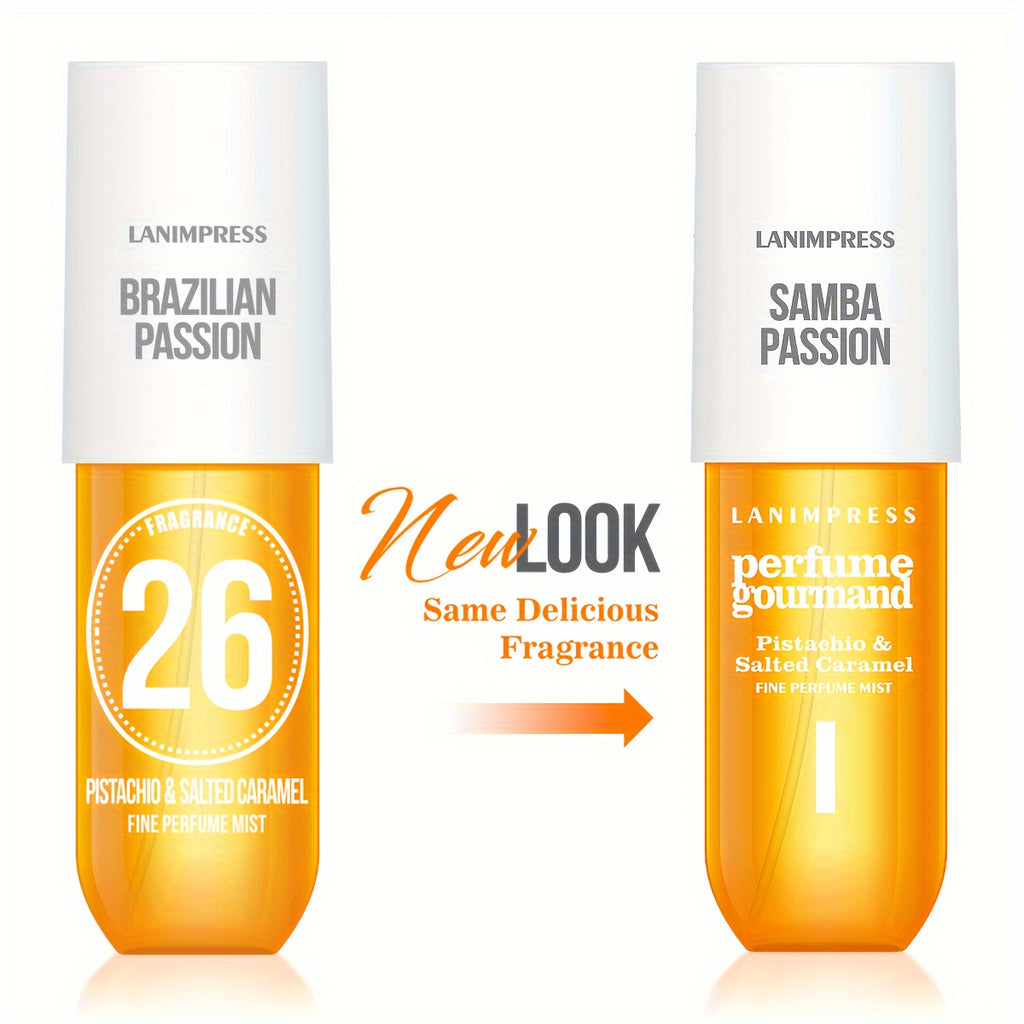 3.0fl.oz NEW Look Samba Passion Body & Hair Fine Perfume Mist with Gourmand Notes Perfect for Gift Or Casual Attire for The Modern Lady Travel Size Long Lasting Perfume Spray, The best gift for Valentine's Day