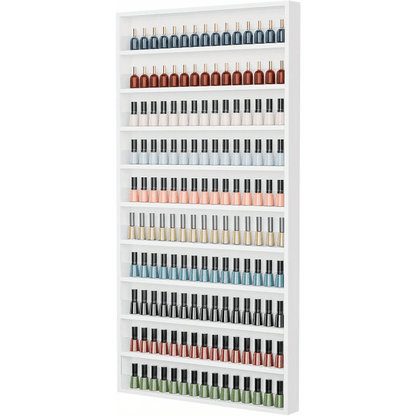 Nail Polish Rack Wall Mount Organizer 6 or 10 Tier with Acrylic Baffle - Salon Display Rack for Nail Polish Storage, Home Spa & Nail Studio, Black White Pink