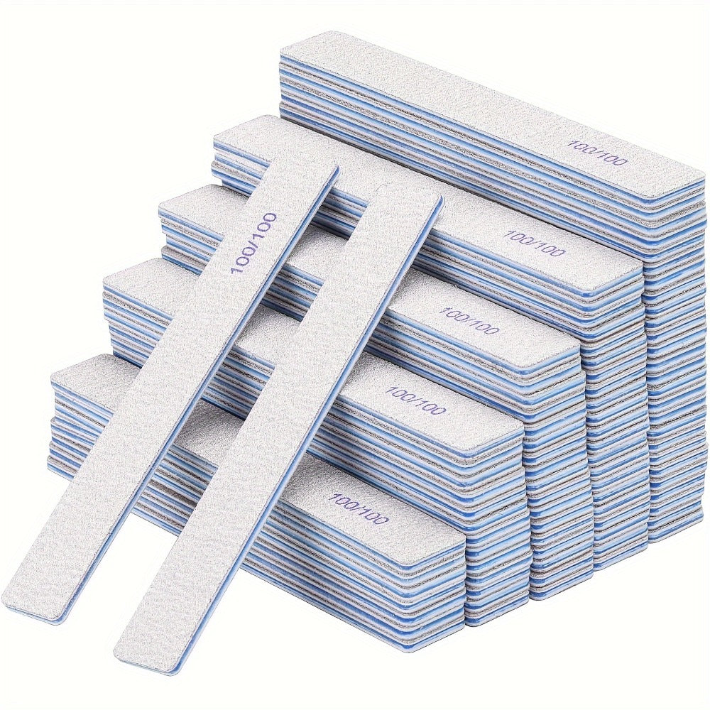 50pcs 100/100 (80/80, 100/180 Optional) Grit Nail Files Acrylic Nails Emery Boards File Professional Nail Art Tools For Home, Salon, Strong, Double Sided