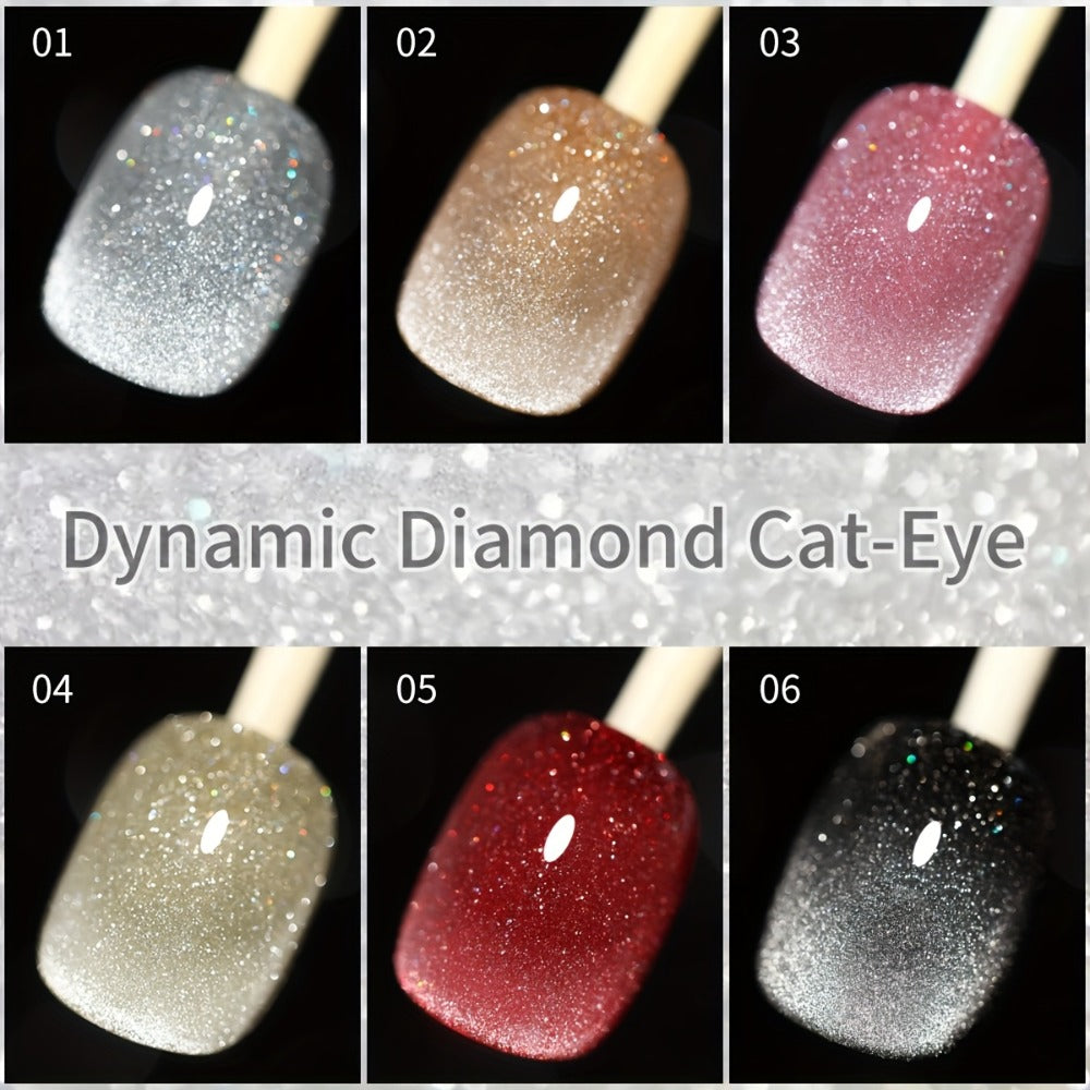 Cat Eye Nail Trends 2025 Holographic Nail Art 6Colors Set 0.51oz Reflective Cat'S Eye Magnetic Nail Gel Soaking LED Gel Salon Female Nail Art Tools Fashion Nail Gel