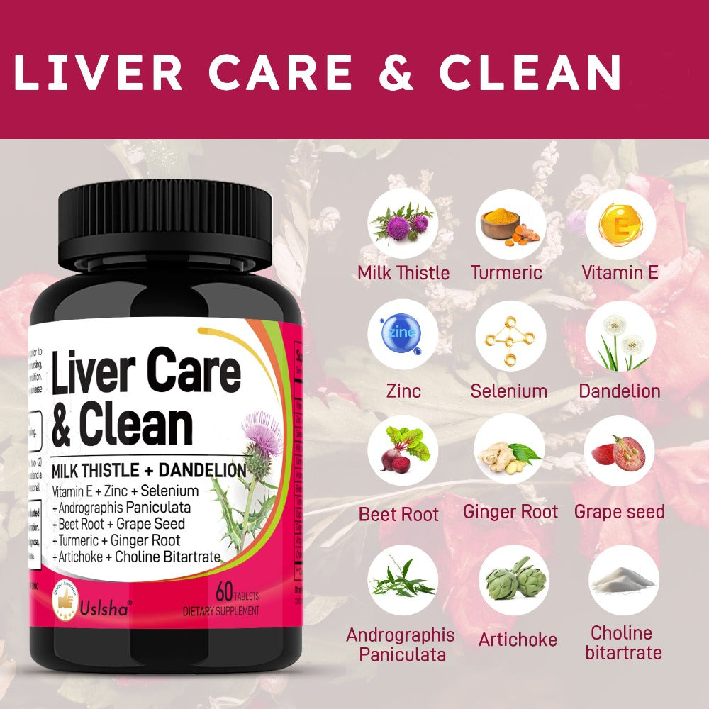 Liver Support Supplement Milk Thistle Turmeric Beetroot ALL-IN-1 Super Formula Liver care 60 Capsules, 30-Day Supply