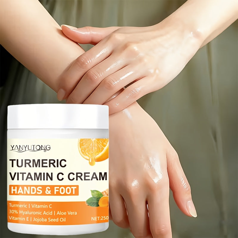 Turmeric Vitamin C Foot Moisturizing Cream, Rich in Vitamin C And Hyaluronic Acid - Hydration And Moisturization, Gentle Exfoliation, Ideal for Dry And Cracked Heels, Feet, And Elbows Care