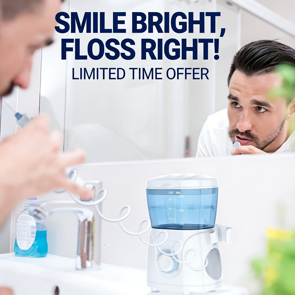 FC166 Water Flosser for Teeth/Braces, 20.29oz Large Capacity, 10 Adjustable Pressure Levels, 8 Family Nozzles, Professional Oral Irrigator for Teeth Cleaning, Electric Household Desktop Water Flosser and Electric Toothbrush, Birthday Gift