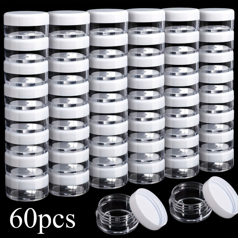60 Mini Cans, 5g Plastic Cosmetic Cans, Bottles, Round Cans, Plastic Containers with Lids, Travel Essentials Cosmetic Cans, Mini Bottles