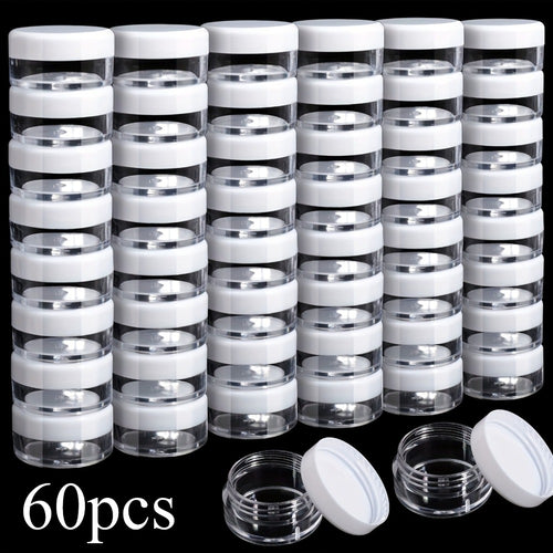 Mini Plastic Cosmetic Containers with Lids – 60 Pack 5g Round Sample Jars for Travel, Lip Balm, Lotion, Cream, Powder & DIY Beauty – Small Empty Refillable Pots Bulk Set