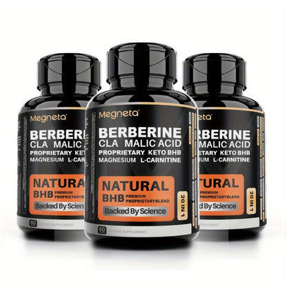 Keto BHB 20-in-1 Weight Loss Capsules — L-Carnitine, CLA, Berberine & Malic Acid | Supports Fat Burn, Insulin & Liver Health | 60 Capsules 30-Day Supply