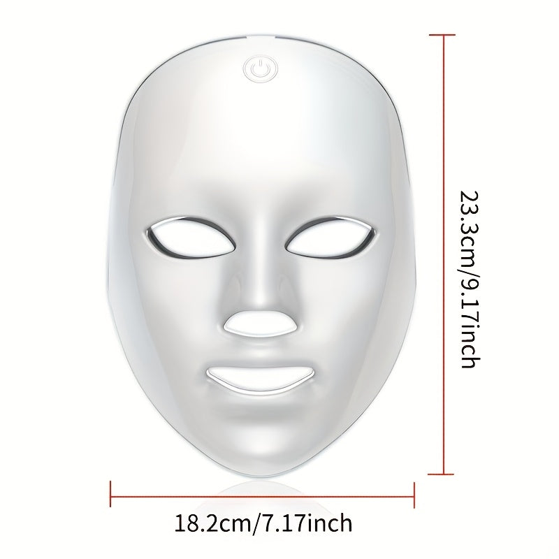 LED Face Mask 7 Color Light Therapy - Photon Skin Rejuvenation Anti-Aging Acne Treatment USB Rechargeable Facial Mask for Women Silicone Pro Version