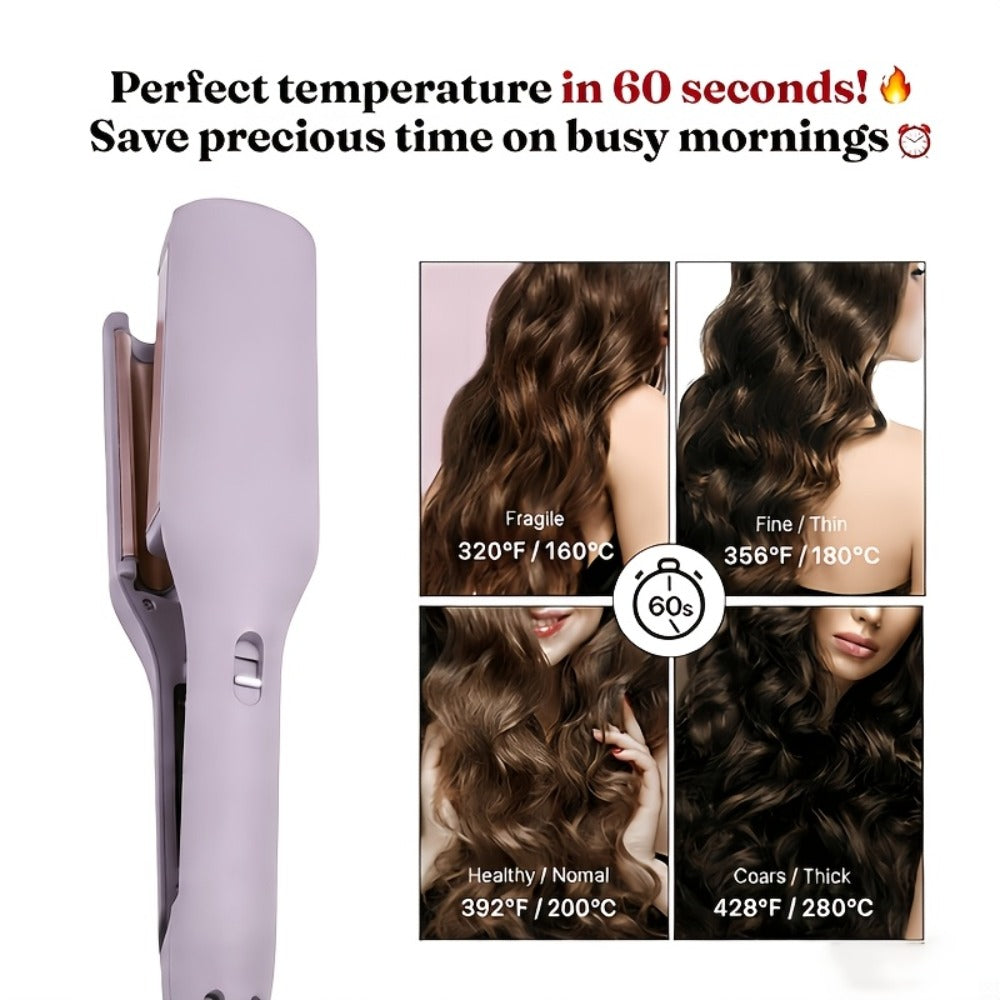 Curling Iron 32mm Professional — Wave & Deep Curl Barrel, Anti-Scald Safe Temp Control, Long-Lasting Salon Curls for Hair Enthusiasts & Stylists, Gift for Her — Purple