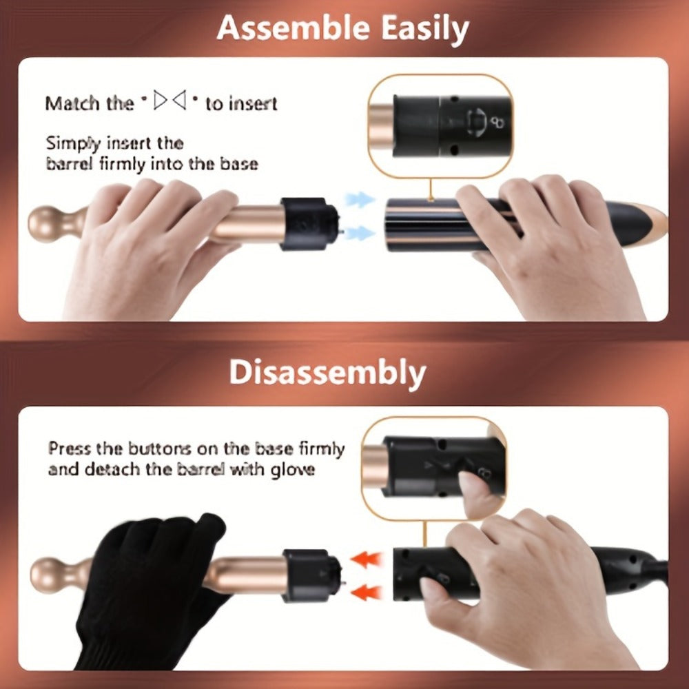 Hair Curling Wand 5in 1 Hair Curlers Iron Set 0.4" - 1.25" with 5 Ceramic Interchangeable Barrel for Long Short Hair Styling Tool for Women Gifts Birthday Christmas Thanksgiving Day New Year Festival Hairstylist Essentials Styler Fast Heat Brush