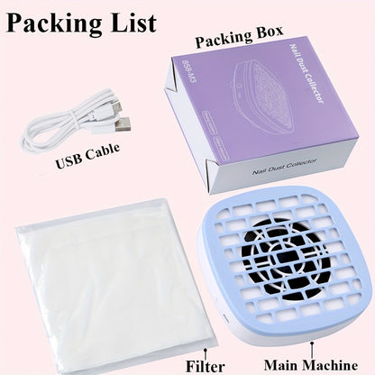 Nail Dust Collector Desktop USB Electric Nail Vacuum Fan Powder Removal Machine for Manicure Nail Drill Salon Home Use White Pink Blue Purple