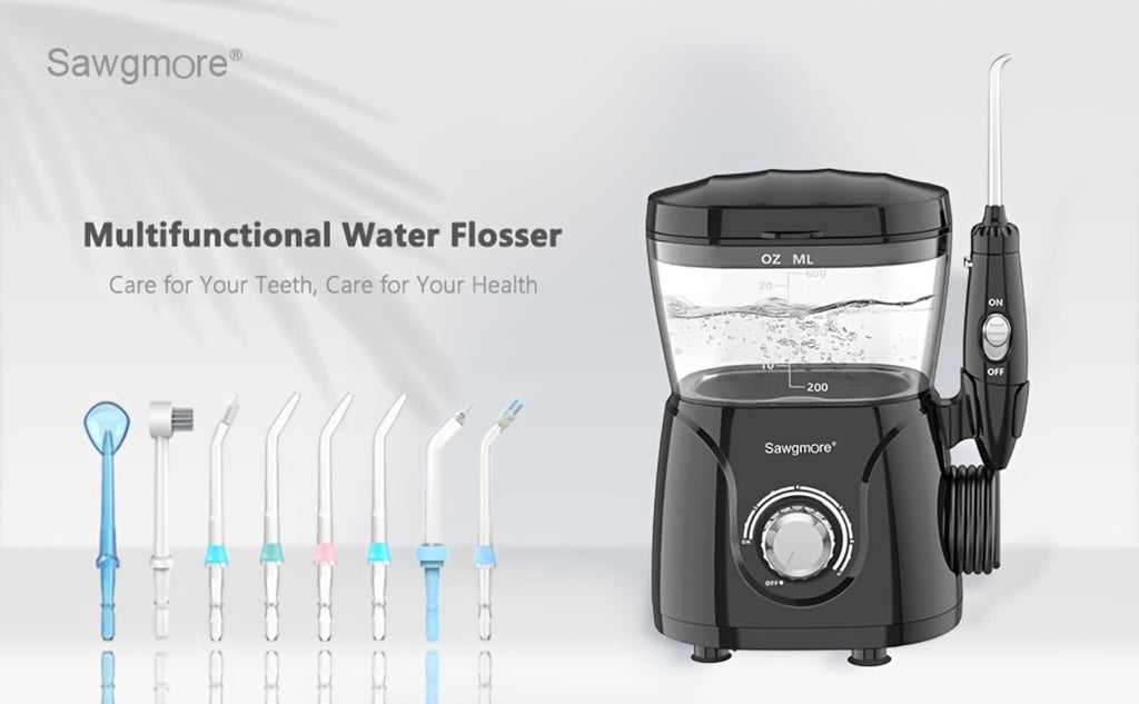 FC166 Father'S Day Gift, Water Flosser for Teeth/Braces, 20.29 oz Large Capacity, 10 Adjustable Pressures, 8 Home Nozzles Professional Oral Irrigator for Teeth Clean, IPX4, Electric Household Desktop Water Flosser&Electric Toothbrush, Holiday Gifts