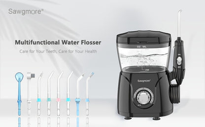 Water Flosser for Teeth & Braces 600ml Large Tank 10 Adjustable Pressure Levels 8 Nozzles IPX4 Waterproof Professional Oral Irrigator Desktop Electric Dental Flosser for Adults Family Use