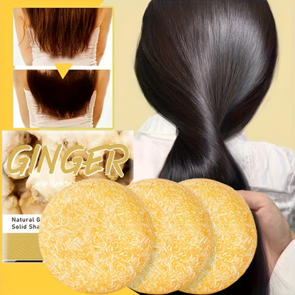 Ginger Shampoo Bar 3pcs × 60g — Natural Handmade Solid Shampoo Bar, Sulfate-Free, Paraben-Free & Vegan | Scalp Stimulating Ginger Formula for All Hair Types | Unisex Travel Size