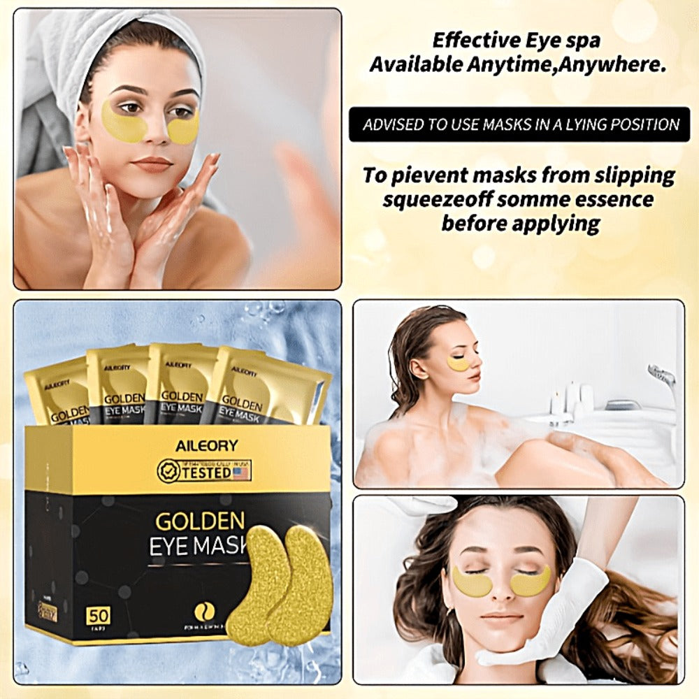 60/100pcs Golden Eye Masks (30 Or 50 Pairs Per Box), a Spacious Holiday Gift Box, Packed with Collagen for Hydrating And Nourishing The Skin, Ideal for Eye Care at Home Or While Traveling, Making It a Perfect Holiday Present for Loved Ones