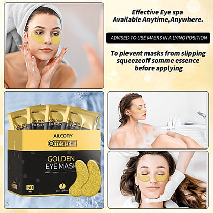 Under Eye Patches Collagen Gold Eye Masks 30 Pairs Hydrating Nourishing Hyaluronic Acid Reduce Dark Circles Puffiness Fine Lines Eye Care for All Skin Types Home Spa Gift Box 1 Month Supply