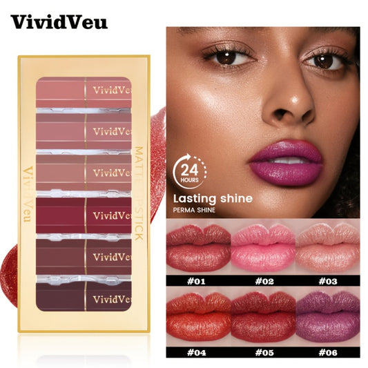 6pcs creamy lipsticks with a smooth and easy-to-apply texture, in berry shades, suitable for all light beige Light Beige tones, enriched with moisturizing ingredients, easy to color, a must-have for Halloween and Christmas.