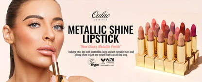 Metallic Lipstick Set 3 Pcs – 24-Hour Smudge-Proof & Transfer-Resistant Lip Color by Oulac, Lightweight Full-Coverage Lips Makeup, Long-Lasting Glossy Finish, 12.9G/0.45oz