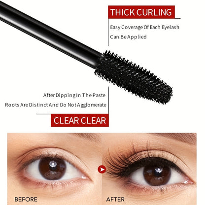 Mascara 3 Pack 8D Volume & Lengthening Formula — Deep Black, Smudge-Proof, Thickening, Plant-Derived Squalane, Warm Water Removable, Long-Lasting Wear for Women
