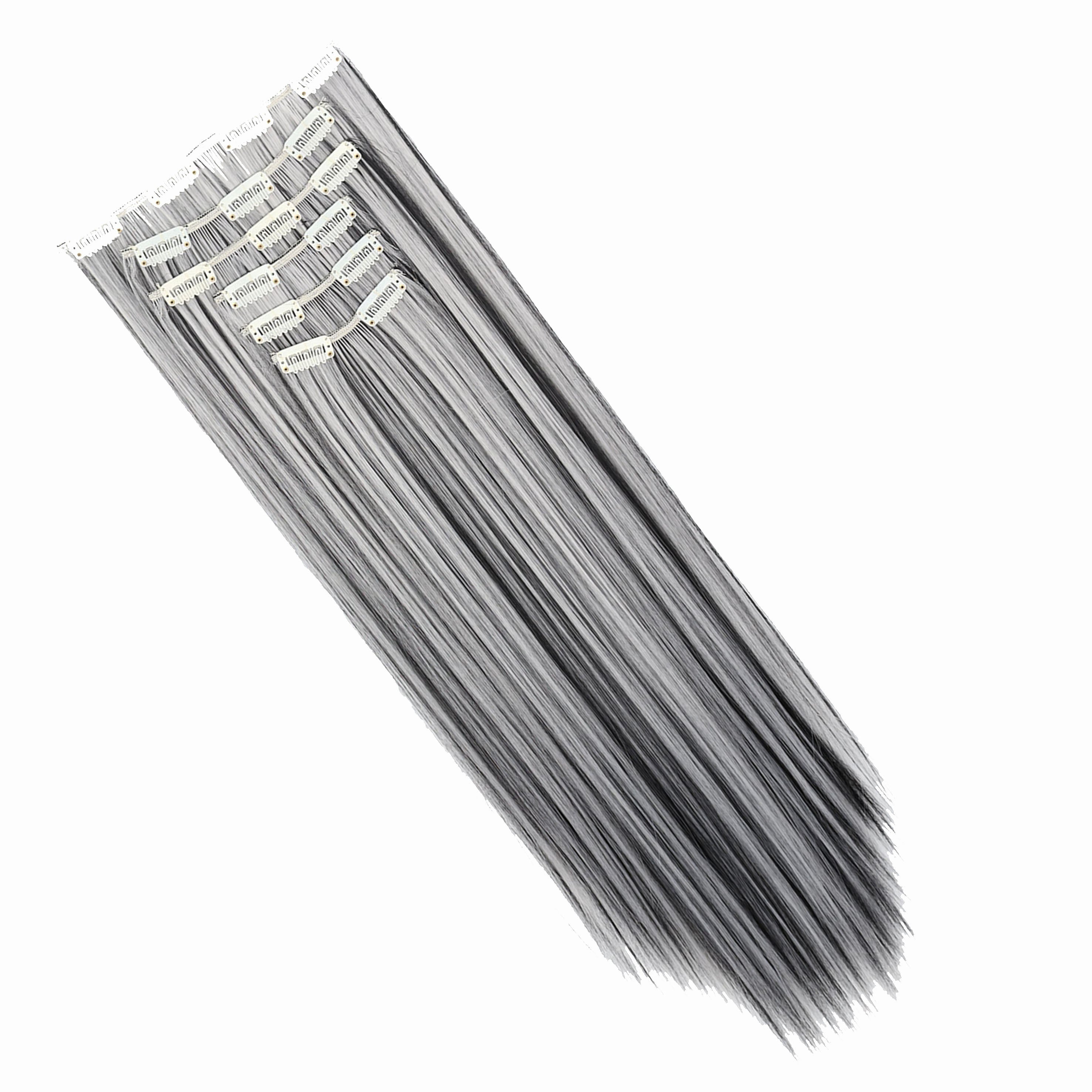 A Set of 6 Gray Hair Clips Made of High-Temperature Fiber, Measuring 24 Inches in Length, Perfect for Everyday Use And Halloween