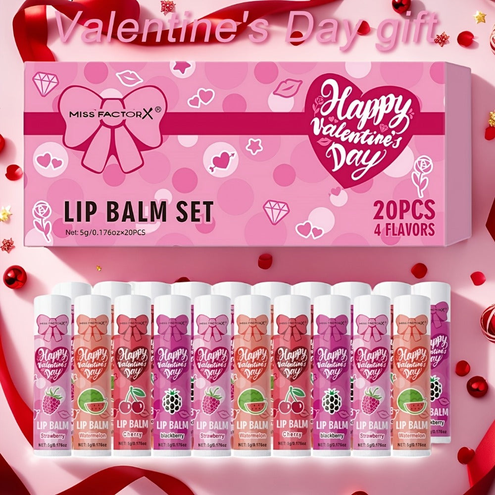 Lip Balm Set 20PCS Glossy Moisturizing Lip Gloss Kit Long Lasting Hydration Replenishing Tinted Lip Care for Dry Lips Women Gift Set