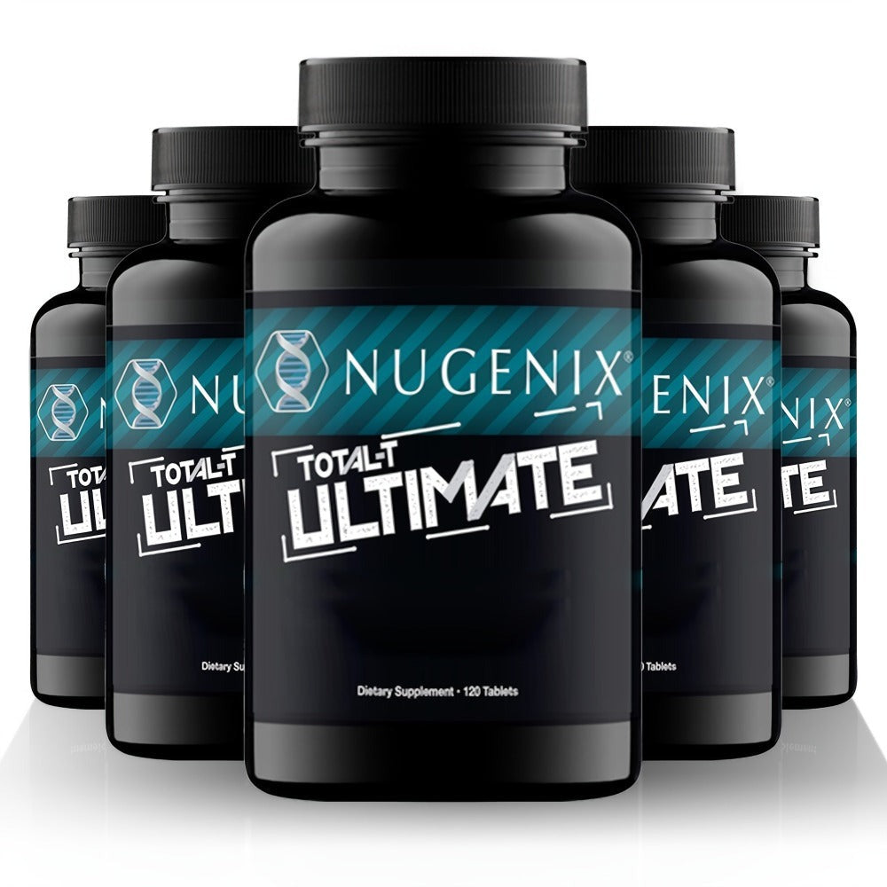 5 Bottles - Total-T Ultimate - with Horny Goat Weed, D-Aspartic Acid, Tribulus, Maca, Stinging Nettle - Supplement, Mood Support