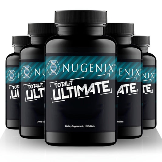 5 Bottles - Total-T Ultimate - with Horny Goat Weed, D-Aspartic Acid, Tribulus, Maca, Stinging Nettle - Supplement, Mood Support