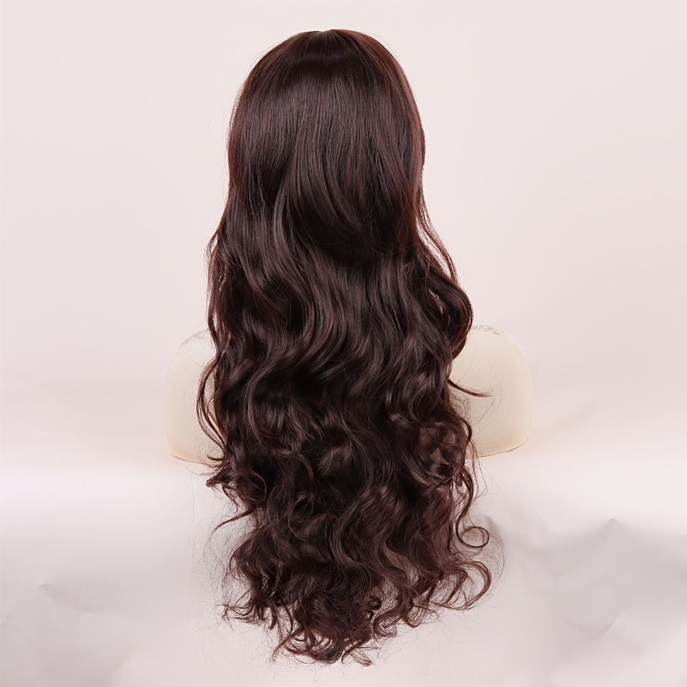 Headband Wig Curly Hair 28 Inch Long Wavy Wig for Women Big Wave Dark Brown Black Synthetic Heat Resistant Fluffy Party Wig Pompadour Style
