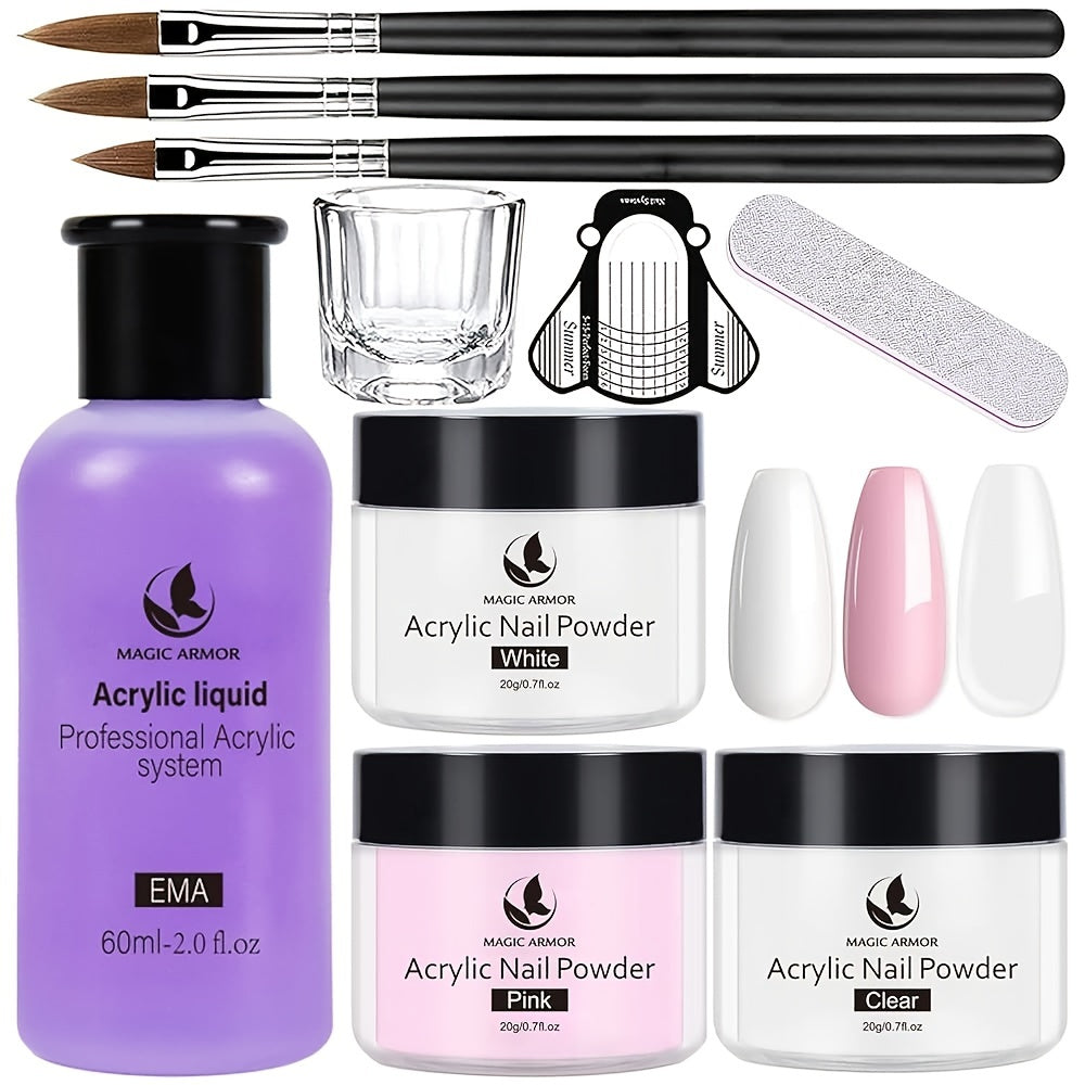 Acrylic Nail Kit, A High-quality Acrylic Powder with Aids Such As A Professional Brush Is Perfect for Aspiring Nail Technicians