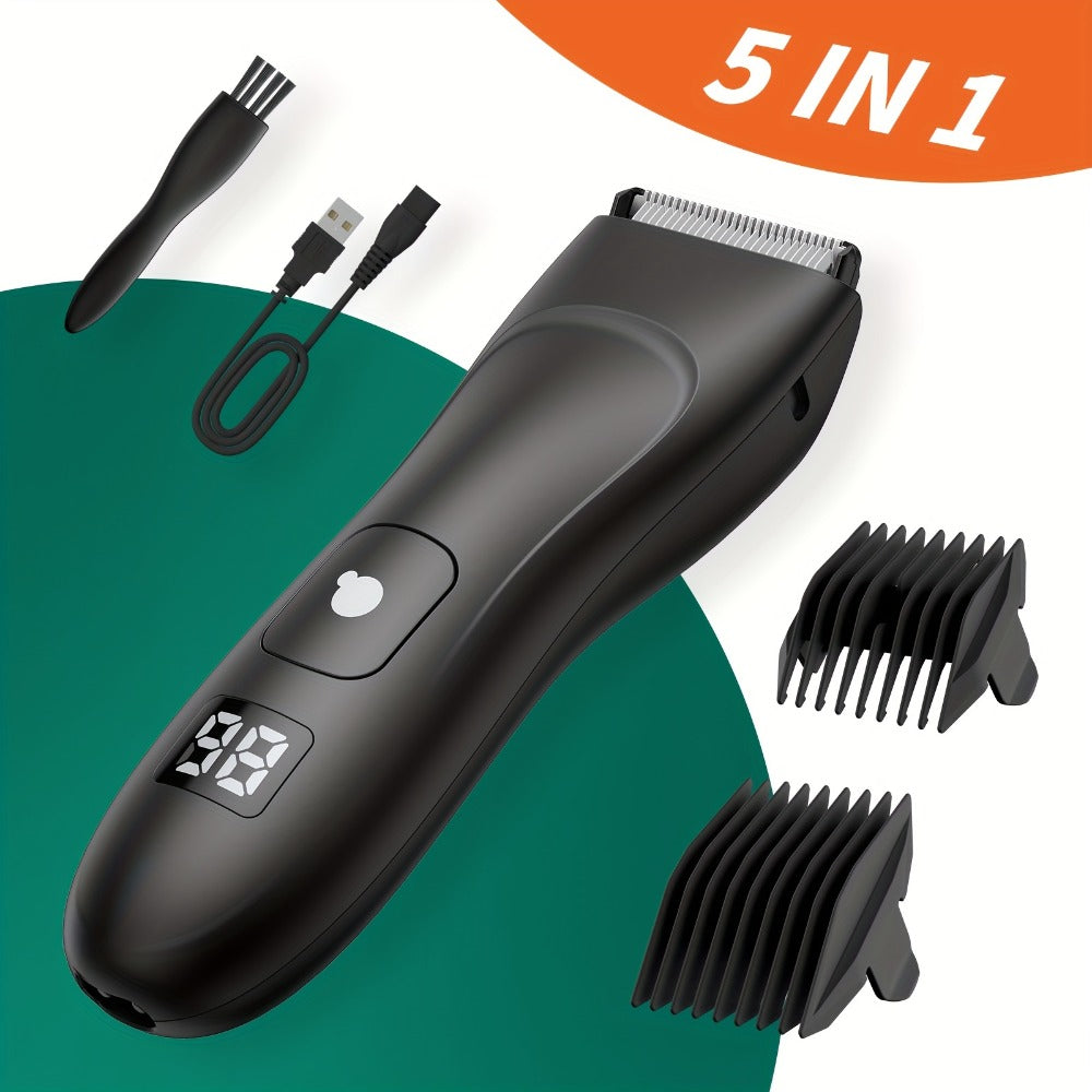 Ball Trimmer For Men - IPX7 Body Hair Trimmer, Ceramic Blade, LCD Battery Display, Replaceable Blade Head, Electric Groin & Pubic Shaver ES030