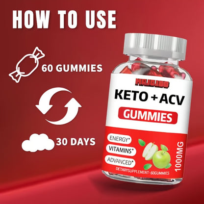 Apple Cider Vinegar Gummies with Pomegranate, Beet Juice & B12 - Vegan Keto ACV Gummies for Weight Management & Gut Health - Vitamins B & C, Gluten-Free - 60 Gummies for Men & Women