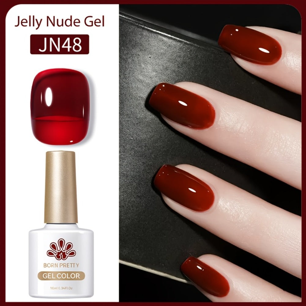 BORN PRETTY Milky White Jelly Nude Gel Nail Polish 0.34oz White Translucent Soak Off Gel Vernis Semi Permanent Need Light