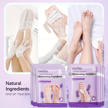 Hand and Foot Mask Set 12pcs Lavender Moisturizing — Deep Hydrating Gloves & Socks for Dry Cracked Skin, Non-Greasy Moisture Essence Treatment, Perfect Spa Gift for Women & Mom