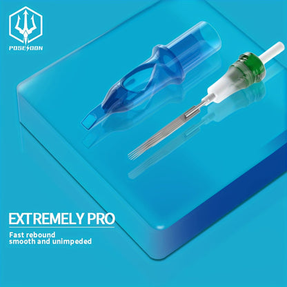 Tattoo Cartridge Needles 50Pcs - POSEIDON V3 Round Liner & Round Shader Membrane Safety Cartridges 12RL 12RS Sterile Disposable Needles for All Tattoo Machines