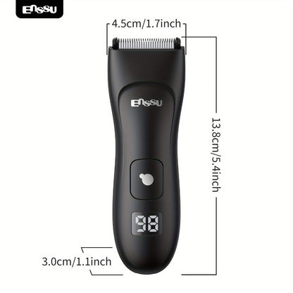 Body Hair Trimmer IPX7 Waterproof Electric Groomer for Men Replaceable Ceramic Blade LCD Display Full Body Bikini Private Parts Trimmer Shaver Gift