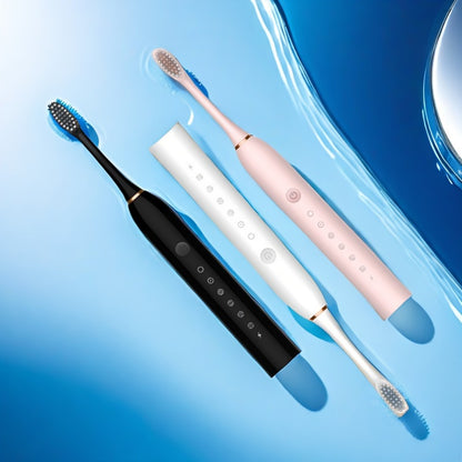 Sonic Electric Toothbrush 6 Modes Smart Timer USB Rechargeable - Soft Bristles for Sensitive Gums - Whitening Oral Care Toothbrush for Men & Women (Black/White/Pink)