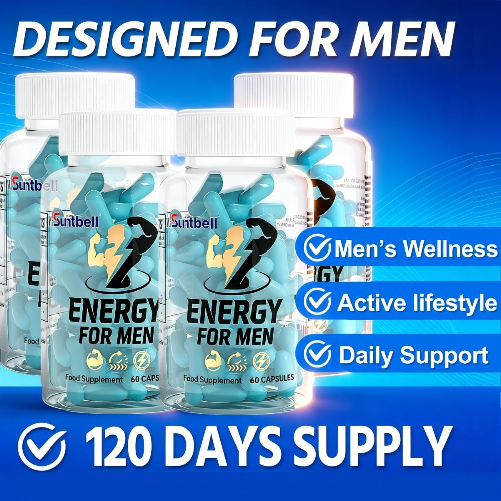 Energy Supplement for Men, with Horny Goat, Tongkat Ali, Maca, L-Citrulline, Support Hormone, Provide Energy, Men's Health Capsules, Gift for Lover, 60 Capsules