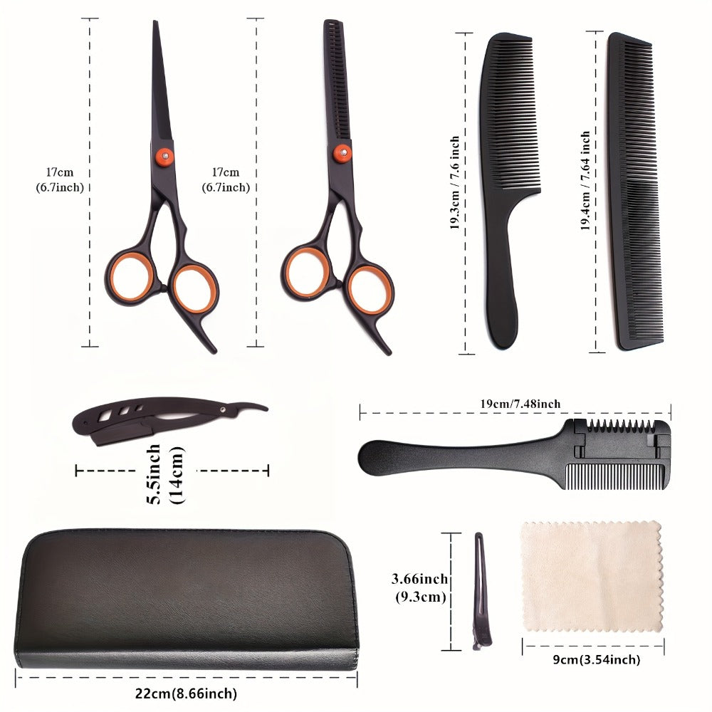 6. 0'' Stainless Steel Hair Cutting Scissors, Thinning Shears, Hairdressing Comb, Razor Set for Salon And Home Use, Dropshipping C1001
