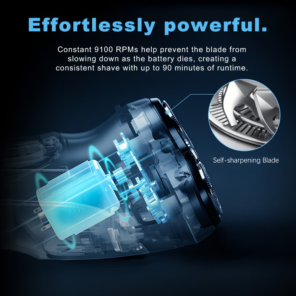 Rechargeable Electric Shaver And Trimmer for Men - Travel Razor for Close Shaving with Pop-up Trimmer, 1-Hour Fast Charge, & Easy Clean - Ideal Gift for Father/Husband/Boyfriend