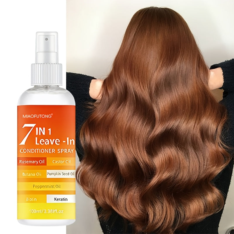 7-in-1 Hair Care Spray - More Versatile Than Conditioner! Multi-effect Essence Spray, Lasting Hold, Floral Scent, Boosts Confidence, Daily Essential, Tackles Frizz, Dryness, And Flatness, Easily Creates Shiny Hair!