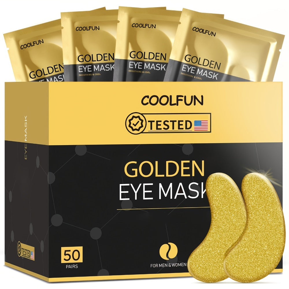 [Hypoallergenic Skincare Gift] 50 Pairs Of Golden Crystal Eye Patches With Collagen, Glycerin And Moisturizing Ingredients To Keep Light Beige Hydrated, Hypoallergenic, Daily Skincare For Men And Women, Gentle Formula, Hypoallergenic, Suitable For All Lig