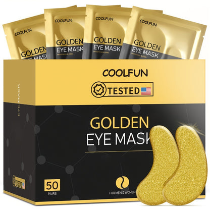24K Gold Under Eye Patches 50 Pairs Collagen Hyaluronic Acid & Glycerin — Luxury Crystal Eye Mask for Dark Circles, Puffiness & Fine Lines | Brightening Firming Hydrating | Hypoallergenic Men & Women