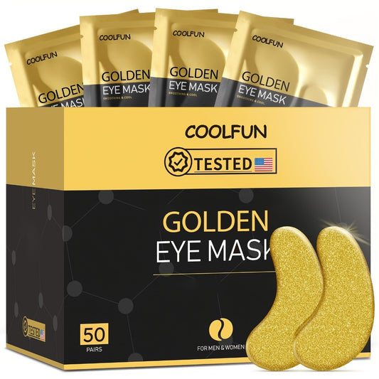 24K Gold Eye Patches 50 Pairs – Collagen & Hyaluronic Acid Under Eye Mask for Dark Circles, Puffiness & Fine Lines | Hydrating Golden Crystal Eye Mask, Hypoallergenic, Men & Women