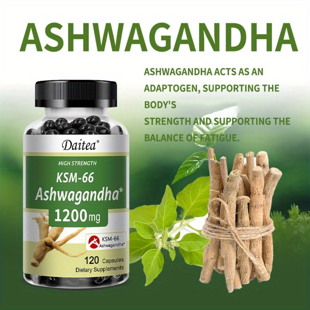KSM-66 Ashwagandha Extra Strength, Stress & Mood Support, 1200mg Per Serving, 120 Capsules