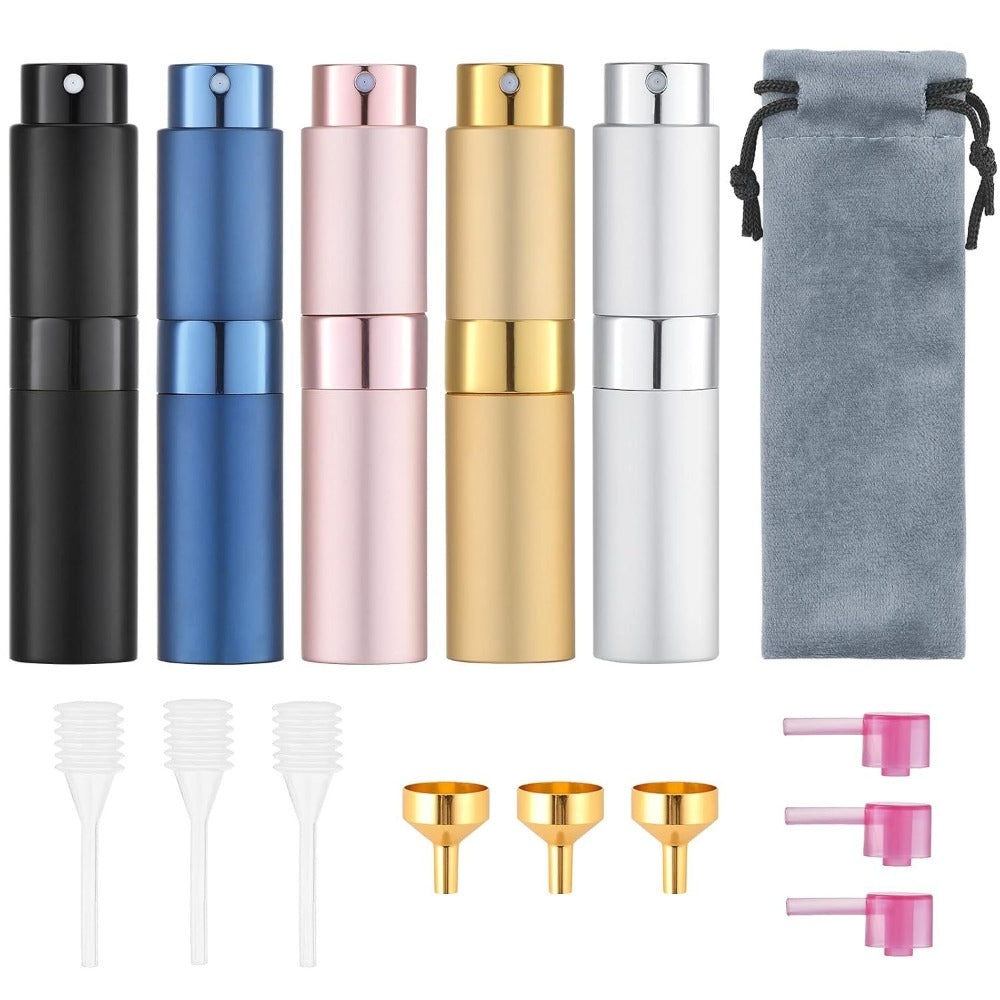 5pcs Travel Perfume Atomizer Refillable 0.27oz, Travel Cologne Sprayer Mini Perfume Empty Small Bottle (5 Colors)