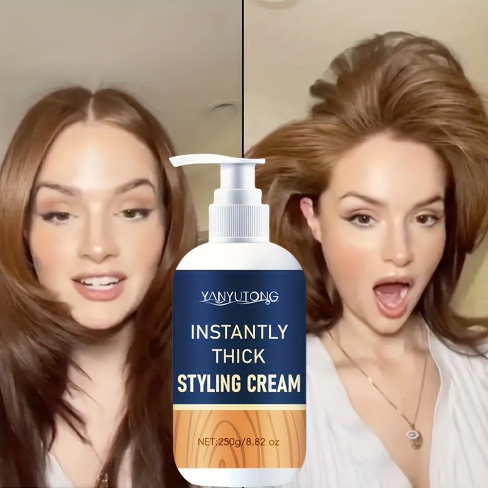Hair Thickening Cream for Men & Women - Instant Volume & Fluffiness Boost, Lightweight Non-Greasy Formula, Plant-Based Squalane & Rosemary, Moisturizing Styling Cream for All Hair Types, 250g