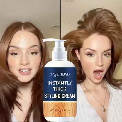 Hair Thickening Cream for Men & Women - Instant Volume & Fluffiness Boost, Lightweight Non-Greasy Formula, Plant-Based Squalane & Rosemary, Moisturizing Styling Cream for All Hair Types, 250g