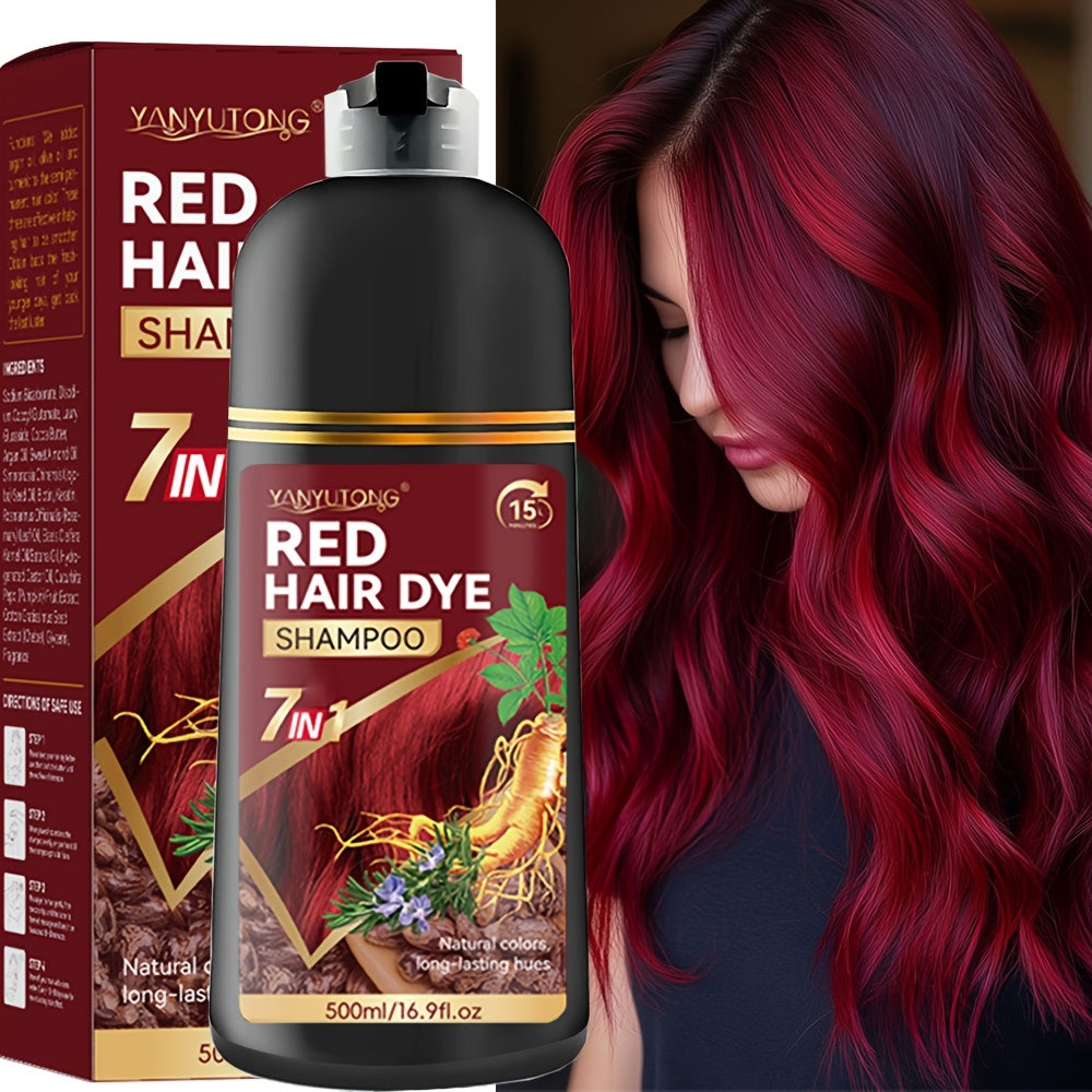 16.91oz Hair Dye Shampoo, Natural Plant Pigments, Safe for Hair, Quickly Covers Gray Hair, Available In Black, Red, Brown, Dark Brown, And Chestnut Brown, Halloween Gift, Christmas Present Valentine's Day Gift.