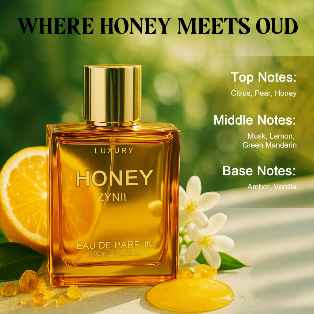 Unisex Honey Agarwood Perfume - 3.4oz Long-Lasting Arabic Unisex Cologne, Vegan and Ethically Made, Vanilla Bergamot Patchouli Fragrance, Honey Perfume Oil, Luxury Fragrance Gift, Valentine's Day Gift